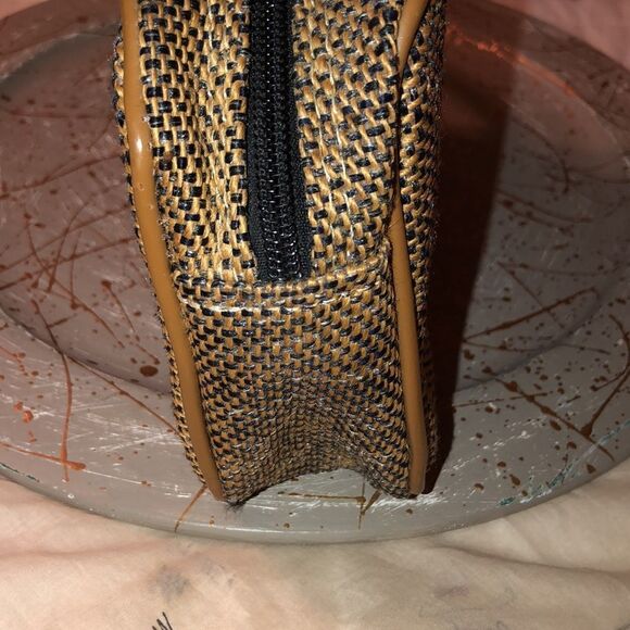 Burlap Textured Faux Leather Combo Toiletry Travel Bag - Picture 7 of 13